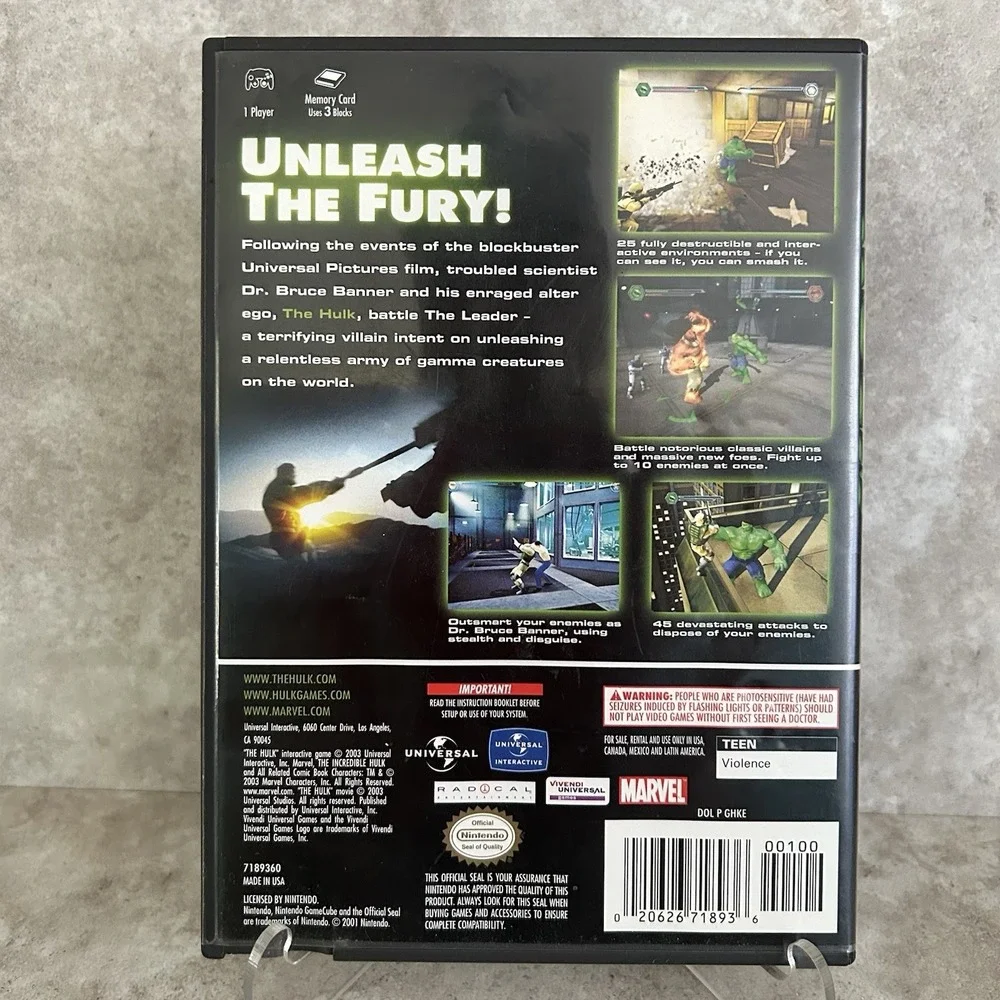 Hulk (Nintendo GameCube, 2003) Complete In Box